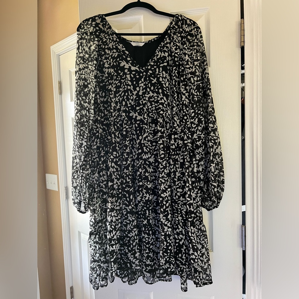 Mini babydoll dress with sheer sleeves